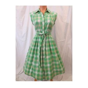 Green plaid dress